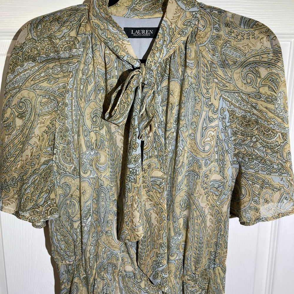 Lauren Ralph Lauren Women's Paisley Georgette Tie-Neck Dress~ NWT! - Picture 11 of 14
